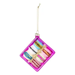 Xenos Kersthangers|Kerstballen-Kersthanger doosje macarons - multikleur - 3.6x11.5x7.8 cm