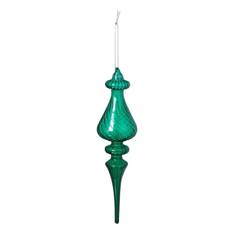 Xenos Kersthangers|Kerstballen-Kersthanger druppel - groen - ø6x23 cm