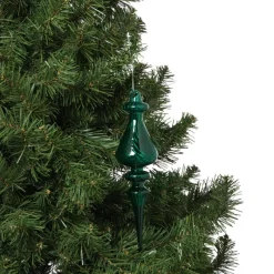 Xenos Kersthangers|Kerstballen-Kersthanger druppel - groen - ø6x23 cm