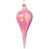 Xenos Kersthangers|Kerstballen-Kersthanger druppel - roze - ø6x15 cm