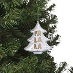 Xenos Kersthangers|Kerstballen-Kersthanger fa la la - transparant - 10.5x10.5x3.5 cm