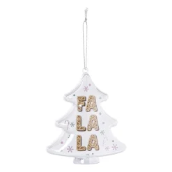 Xenos Kersthangers|Kerstballen-Kersthanger fa la la - transparant - 10.5x10.5x3.5 cm