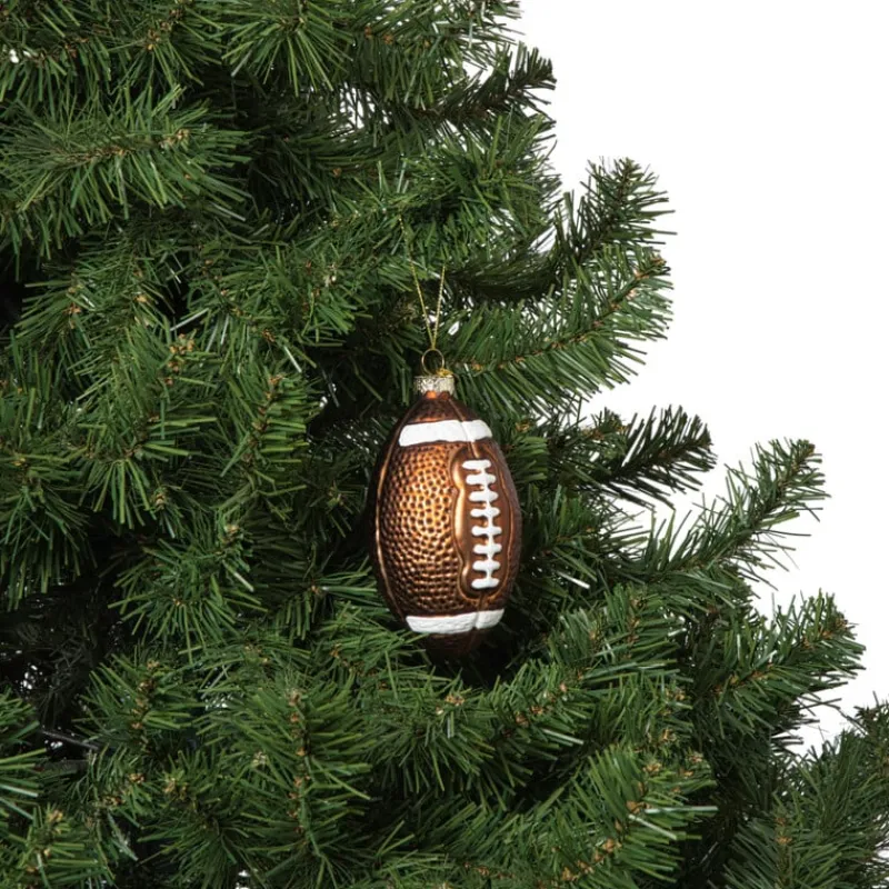 Xenos Kersthangers|Kerstballen-Kersthanger football - bruin - 12x7x6.5 cm