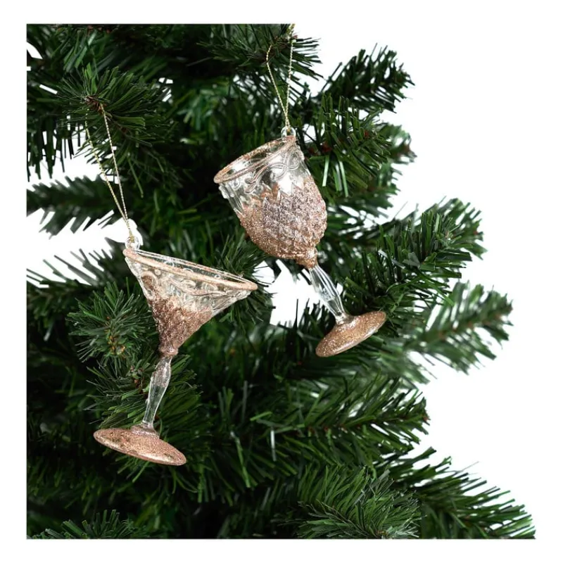 Xenos Kersthangers|Kerstballen-Kersthanger glas champagne - diverse varianten - 9 cm