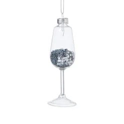 Xenos Kersthangers|Kerstballen-Kersthanger glas met sterretjes - zilverkleurig - ø4x12 cm
