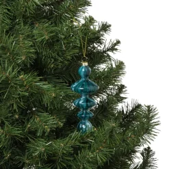 Xenos Kersthangers|Kerstballen-Kersthanger glas pegel - groen - ø5.5x15 cm