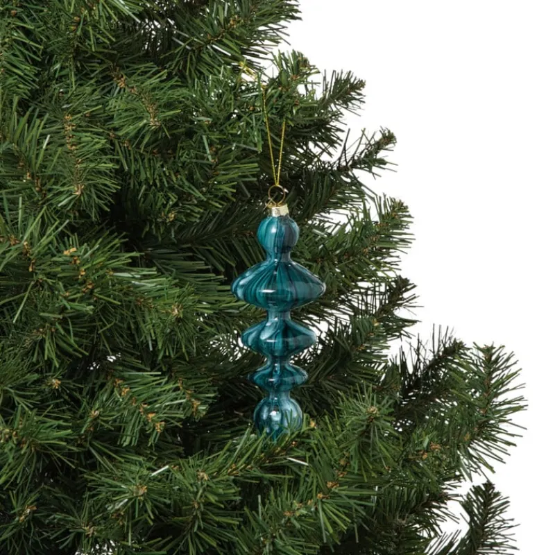 Xenos Kersthangers|Kerstballen-Kersthanger glas pegel - groen - ø5.5x15 cm