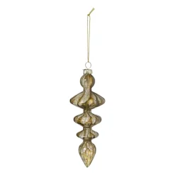 Xenos Kersthangers|Kerstballen-Kersthanger glas pegel - olijfgroen - ø5.5x15 cm