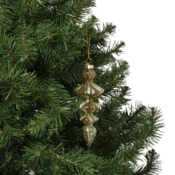 Xenos Kersthangers|Kerstballen-Kersthanger glas pegel - olijfgroen - ø5.5x15 cm