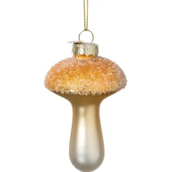 Xenos Kersthangers|Kerstballen-Kersthanger glitter paddenstoel - goudkleurig - ø6x9 cm