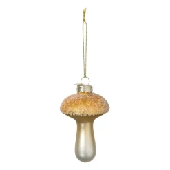 Xenos Kersthangers|Kerstballen-Kersthanger glitter paddenstoel - goudkleurig - ø6x9 cm