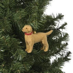 Xenos Kersthangers|Kerstballen-Kersthanger golden retriever met sjaal - bruin- 12x10.2x5 cm