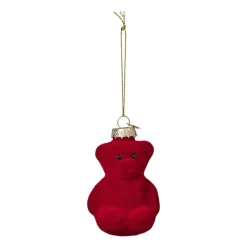 Xenos Kersthangers|Kerstballen-Kersthanger gummybeer velvet - rood - 8x5.6x4.6 cm