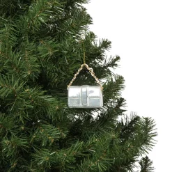 Xenos Kersthangers|Kerstballen-Kersthanger handtas - wit - 4.2x7x2.8 cm