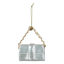 Xenos Kersthangers|Kerstballen-Kersthanger handtas - wit - 4.2x7x2.8 cm