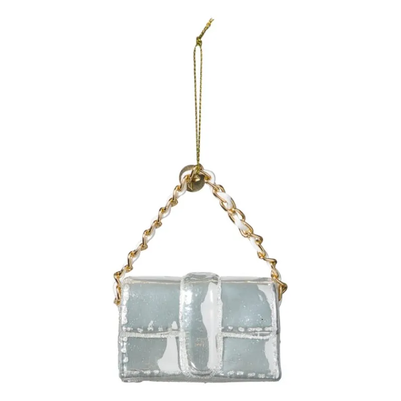 Xenos Kersthangers|Kerstballen-Kersthanger handtas - wit - 4.2x7x2.8 cm