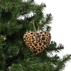 Xenos Kersthangers|Kerstballen-Kersthanger hart luipaard - bruin - 12x12 cm