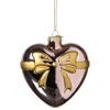 Xenos Kerstcadeaus|Kersthangers-Kersthanger hart met strik - roze - 10.5x10x4.5 cm