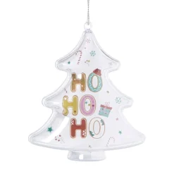 Xenos Kerstcadeaus|Kersthangers-Kersthanger ho ho ho - transparant - 10x8.8x7 cm