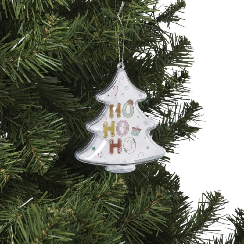 Xenos Kerstcadeaus|Kersthangers-Kersthanger ho ho ho - transparant - 10x8.8x7 cm