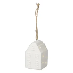 Xenos Kersthuisjes|Kersthangers-Kersthanger huisje - lichtgevend - wit
