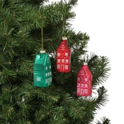 Xenos Kerstballen|Kersthangers-Kersthanger huisjes - multikleur - diverse varianten - 9.5x3.5x3.5 cm