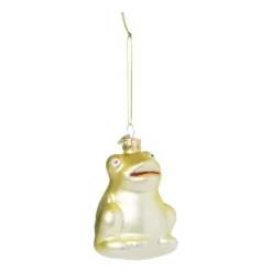 Xenos Kersthangers|Kerstballen-Kersthanger kikker - glas - 8x6.4x5.6 cm