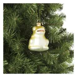 Xenos Kersthangers|Kerstballen-Kersthanger kikker - glas - 8x6.4x5.6 cm