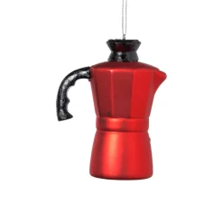 Xenos Kerstcadeaus|Kerstballen-Kersthanger koffiemaker - rood - 10.5x8x5 cm