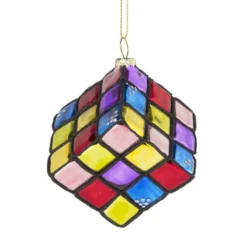 Xenos Kersthangers|Kerstballen-Kersthanger kubus - glas - 5.5x5.5x5.5 cm