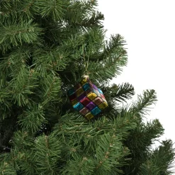 Xenos Kersthangers|Kerstballen-Kersthanger kubus - glas - 5.5x5.5x5.5 cm