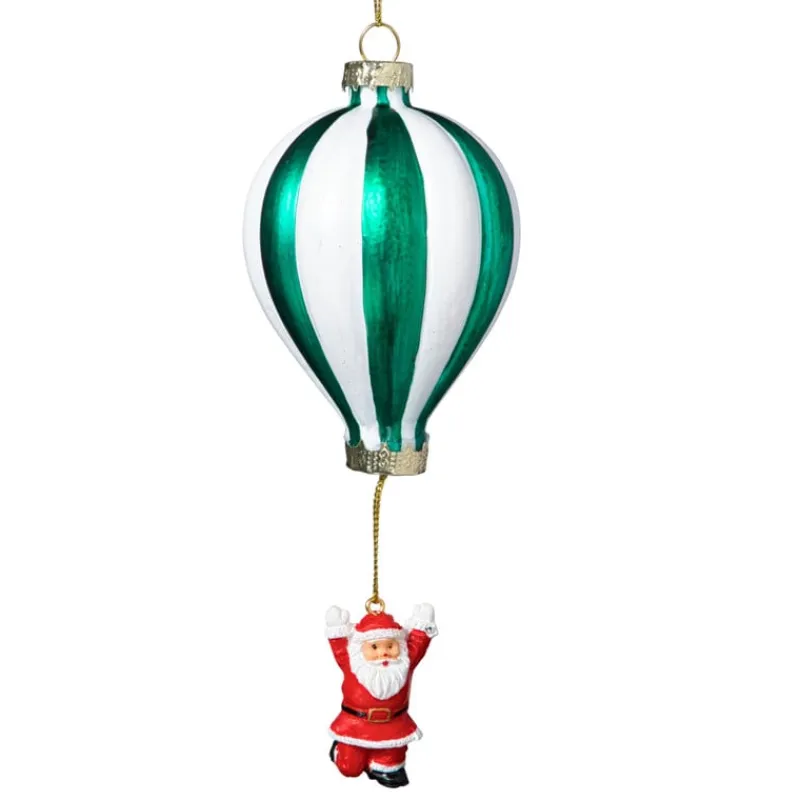 Xenos Kersthangers|Kerstballen-Kersthanger luchtballon met kerstman - diverse varianten - ø7.5x16.5 cm