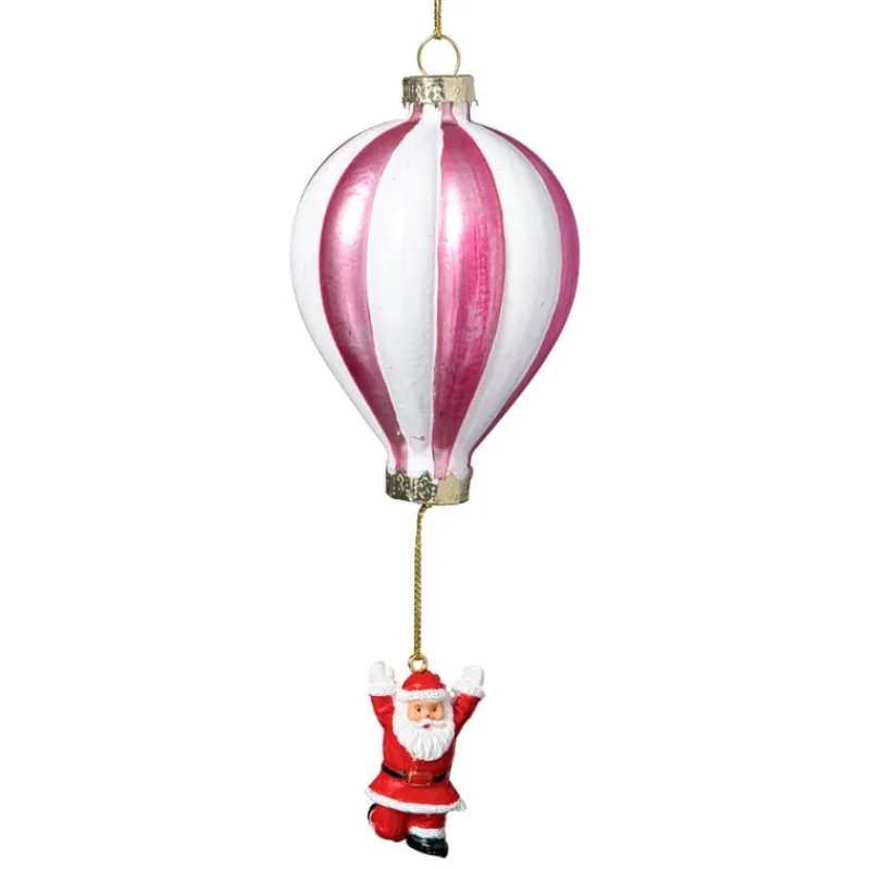 Xenos Kersthangers|Kerstballen-Kersthanger luchtballon met kerstman - diverse varianten - ø7.5x16.5 cm