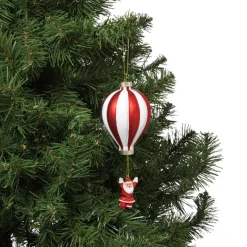 Xenos Kersthangers|Kerstballen-Kersthanger luchtballon met kerstman - diverse varianten - ø7.5x16.5 cm