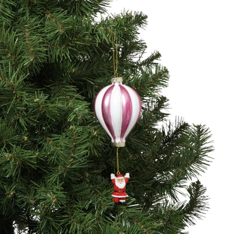 Xenos Kersthangers|Kerstballen-Kersthanger luchtballon met kerstman - diverse varianten - ø7.5x16.5 cm