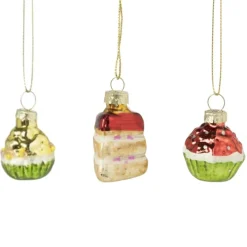 Xenos Kersthangers|Kerstballen-Kersthanger mini cake - set van 3 - 4 cm