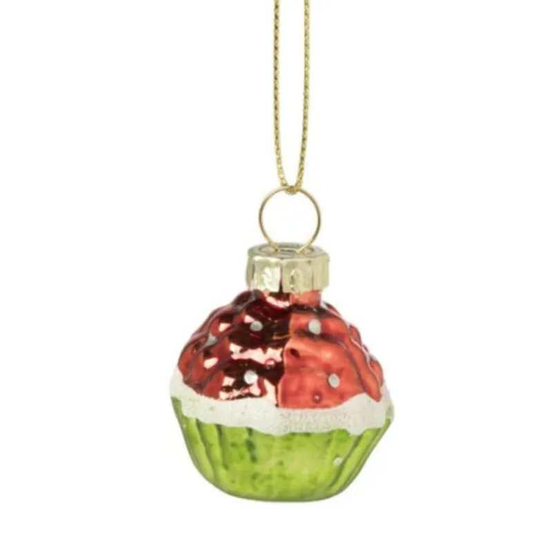 Xenos Kersthangers|Kerstballen-Kersthanger mini cake - set van 3 - 4 cm