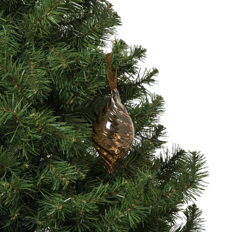 Xenos Kersthangers|Kerstballen-Kersthanger olive - bruin - ø6.5x13 cm