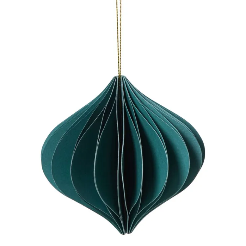 Xenos Kersthangers|Kerstballen-Kersthanger papier - groen - ø10 cm