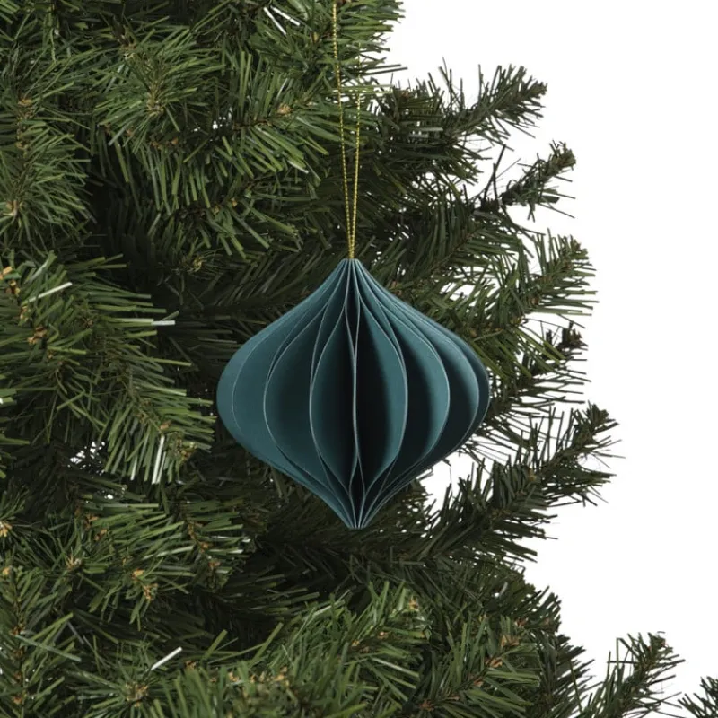 Xenos Kersthangers|Kerstballen-Kersthanger papier - groen - ø10 cm