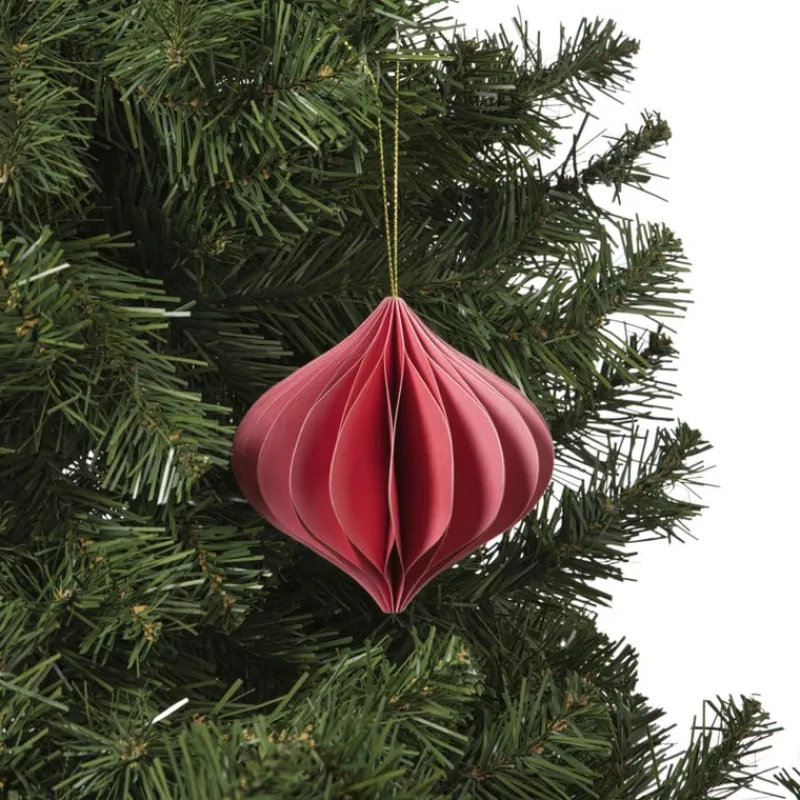 Xenos Kersthangers|Kerstballen-Kersthanger papier - roze - ø10 cm