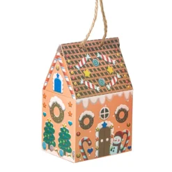 Xenos Kersthangers|Kerstballen-Kersthanger papieren huisjes - set van 3