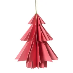 Xenos Kersthangers|Kerstballen-Kersthanger papieren kerstboom - roze - ø8x10 cm