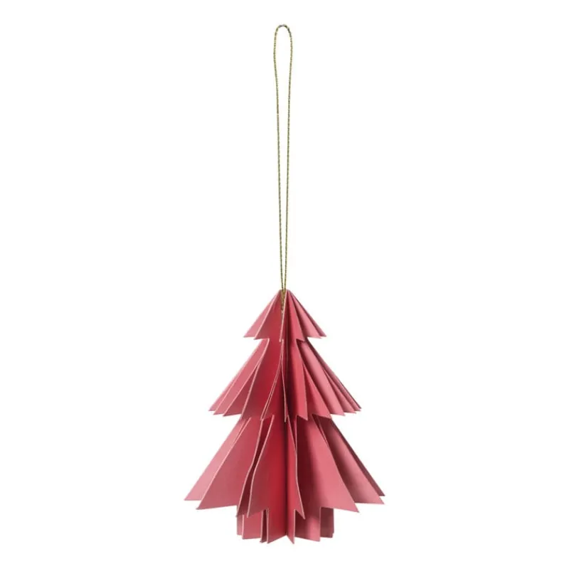 Xenos Kersthangers|Kerstballen-Kersthanger papieren kerstboom - roze - ø8x10 cm
