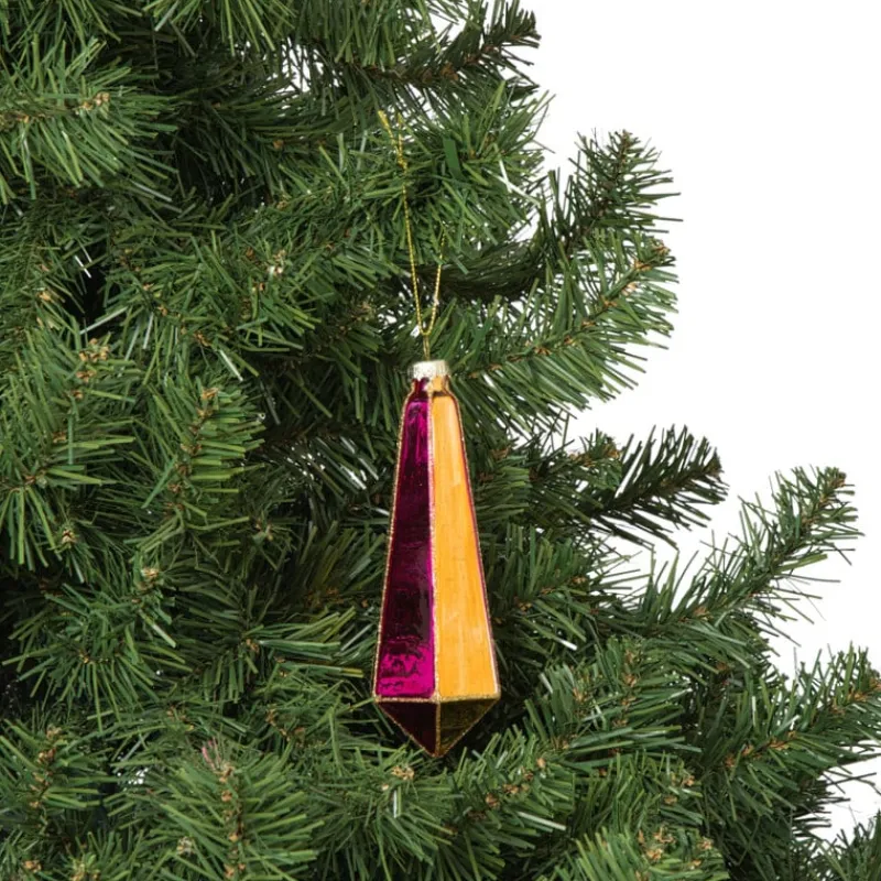 Xenos Kersthangers|Kerstballen-Kersthanger pegel velvet - roze/oranje - 4.3x13.7 cm