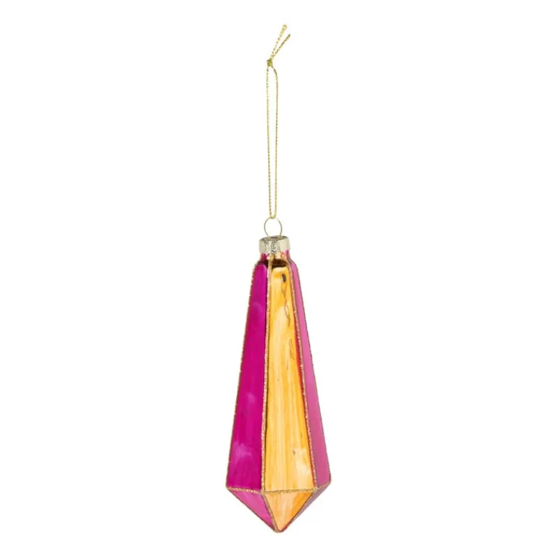 Xenos Kersthangers|Kerstballen-Kersthanger pegel velvet - roze/oranje - 4.3x13.7 cm