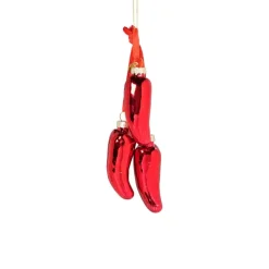 Xenos Kersthangers|Kerstballen-Kersthanger peper - rood - ø2.7x7.6 cm