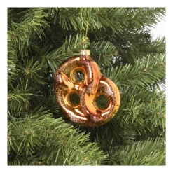 Xenos Kersthangers|Kerstballen-Kersthanger pretzel - glas - 11.5x11x2.9 cm
