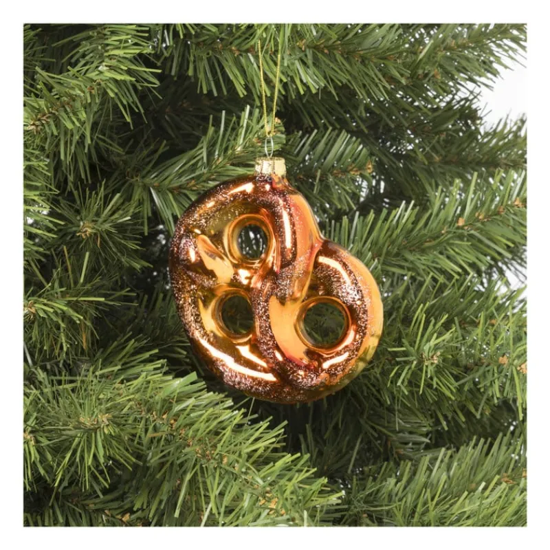 Xenos Kersthangers|Kerstballen-Kersthanger pretzel - glas - 11.5x11x2.9 cm