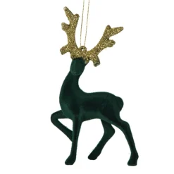 Xenos Kersthangers|Kerstballen-Kersthanger rendier staand - goudkleurig/zwart - 10x16 cm
